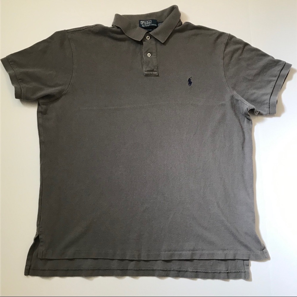 Men’s Grey Custom Fit Ralph Lauren Polo Shirt XXL